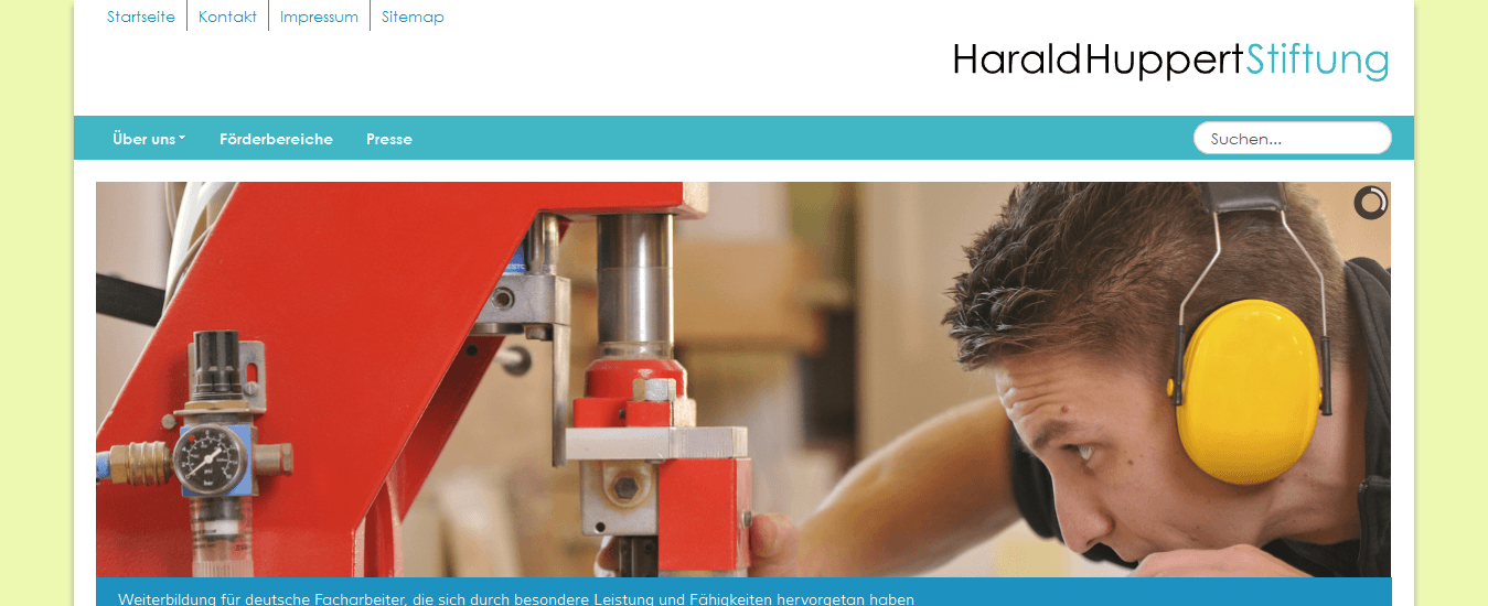 Screenshot Harald Huppert Stiftung Website